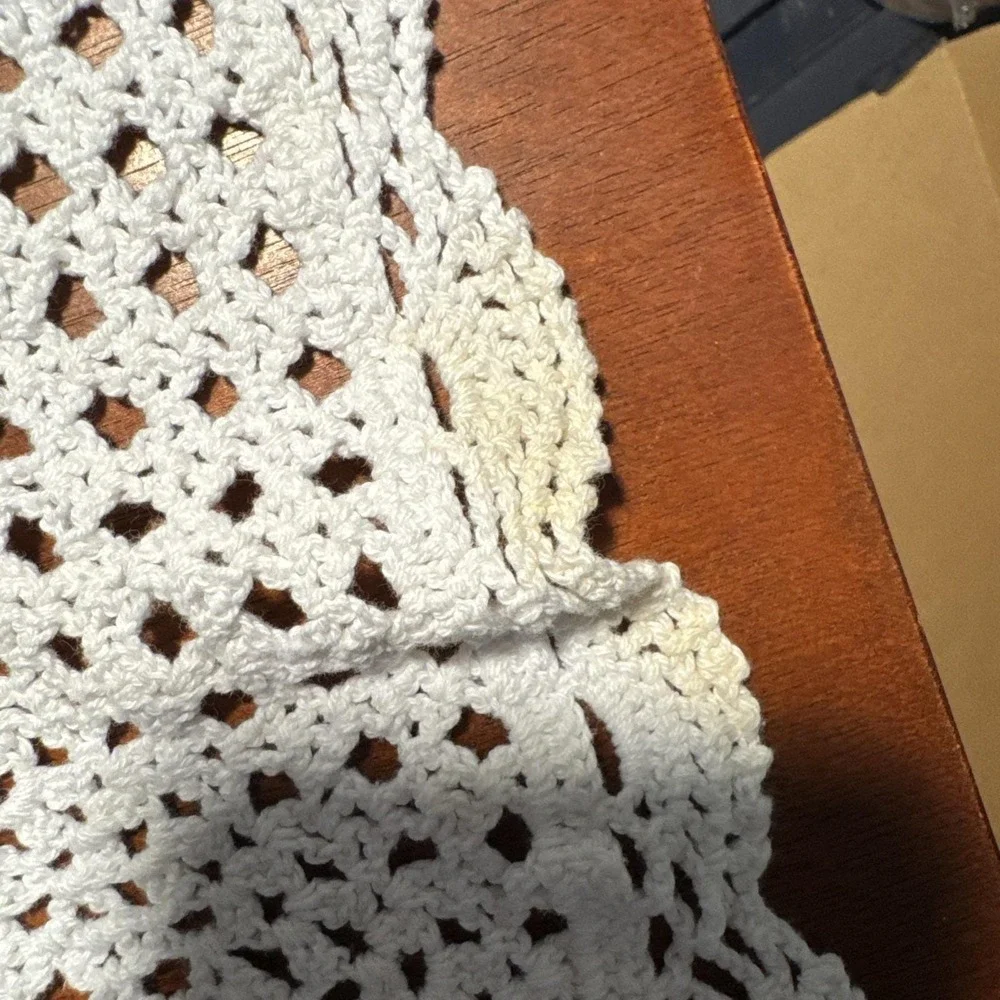 Set of 4 Vintage Hand Crocheted Doilies White Cotton Lace